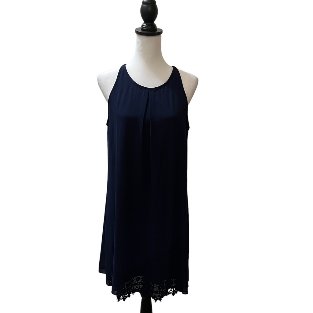 By & By, Dark Blue Sleeveless Dress with Shaw, Size L